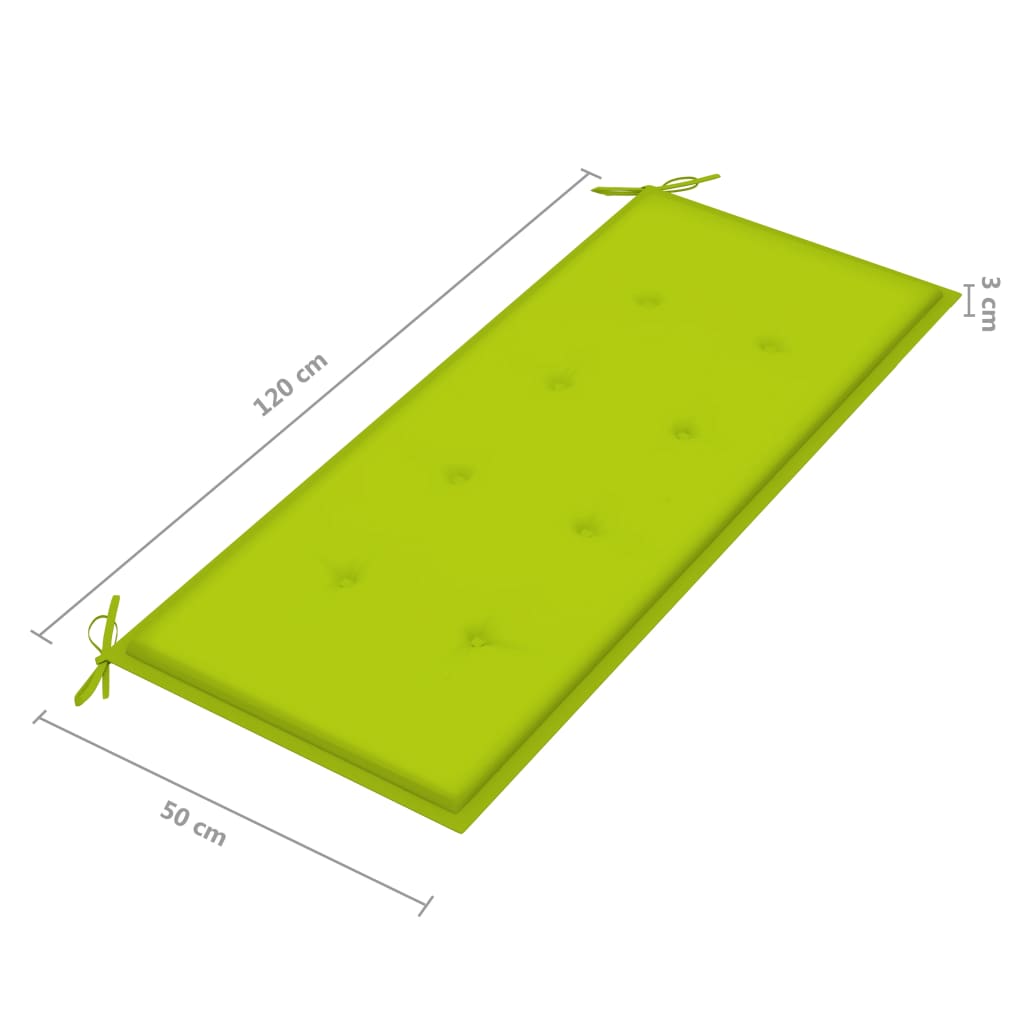 Panca Batavia e Cuscino Verde Brillante 120 cm Massello di Teak cod mxl 45807