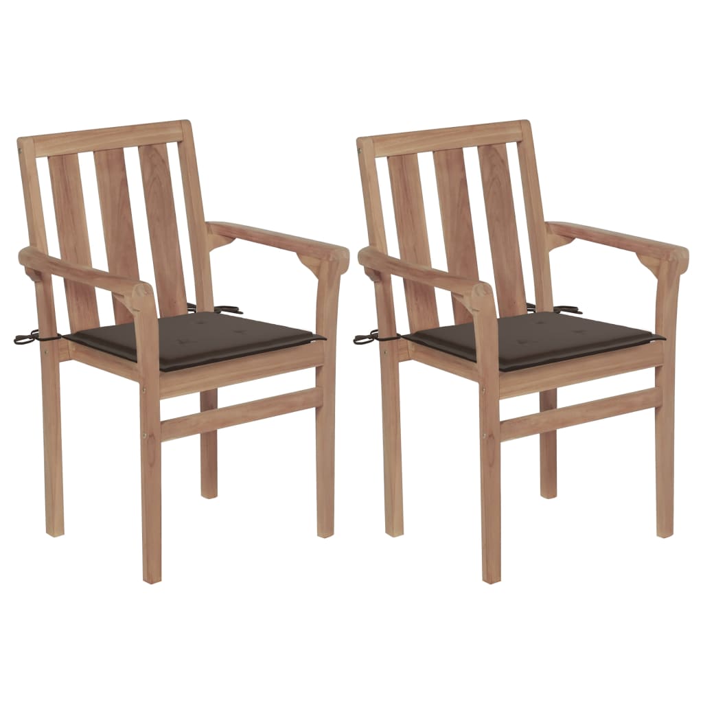 Sedie da Giardino 2 pz con Cuscini Talpa Massello di Teak 3062216