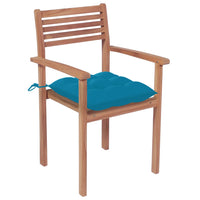 Sedie da Giardino 2 pz con Cuscini Azzurro in Massello di Teak cod mxl 74610