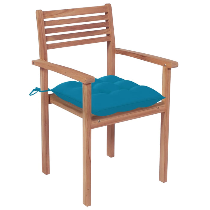 Sedie da Giardino 2 pz con Cuscini Azzurro in Massello di Teak cod mxl 74610