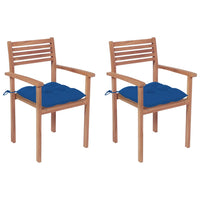 Sedie da Giardino 2 pz con Cuscini Blu in Massello di Teak cod mxl 73730