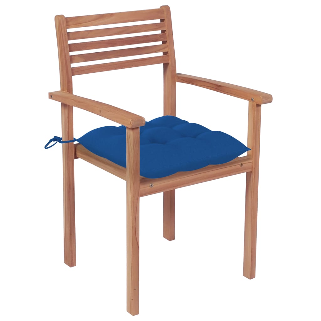 Sedie da Giardino 2 pz con Cuscini Blu in Massello di Teak cod mxl 73730