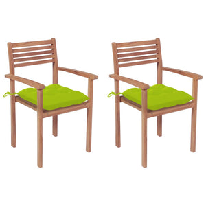 Sedie da Giardino 2 pz Cuscini Verde Brillante Legno di Teak cod mxl 75938