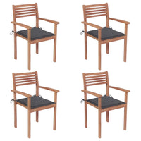 Sedie da Giardino 4 pz con Cuscini Antracite Massello di Teak cod mxl 7143