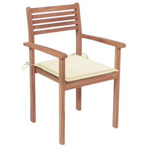 Sedie Giardino 4 pz con Cuscini Crema in Massello di Teak 3062291