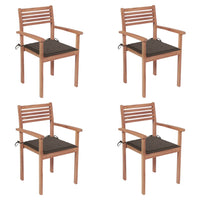 Sedie da Giardino 4 pz con Cuscini Talpa in Massello di Teak cod mxl 74949