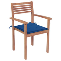 Sedie da Giardino 4 pz con Cuscini Blu Reale Massello di Teak 3062299