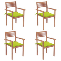 Sedie Giardino 4 pz e Cuscini Verde Brillante Massello di Teak cod mxl 6155