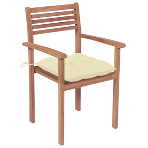 Sedie Giardino 4 pz con Cuscini Crema in Massello di Teak cod mxl 7169