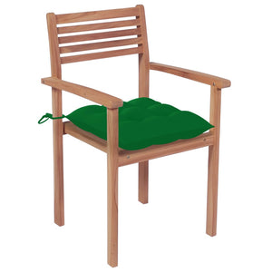 Sedie Giardino 4 pz con Cuscini Verdi in Massello di Teak cod mxl 7151