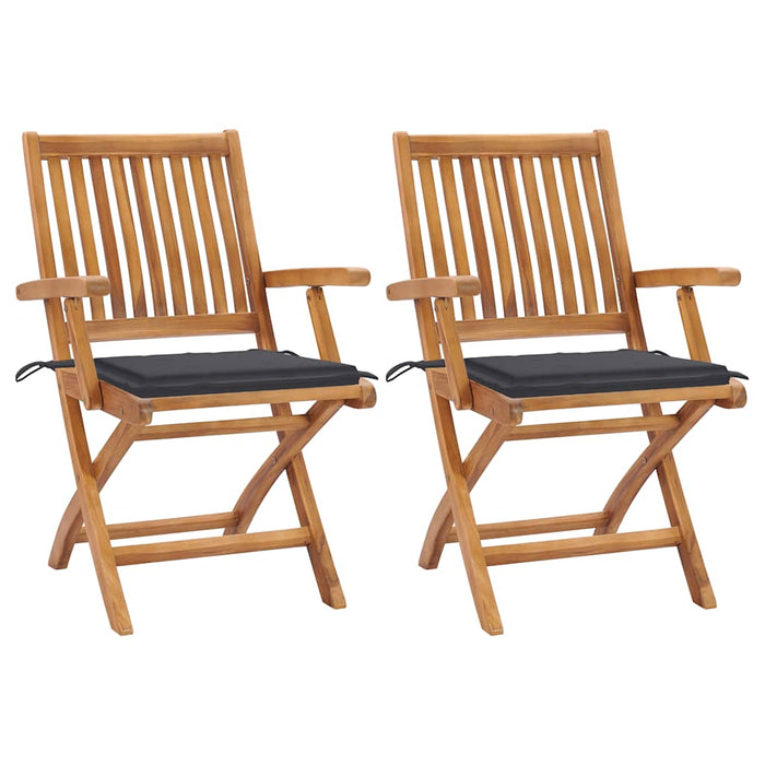 Sedie da Giardino 2 pz con Cuscini Antracite Massello di Teak 3062406