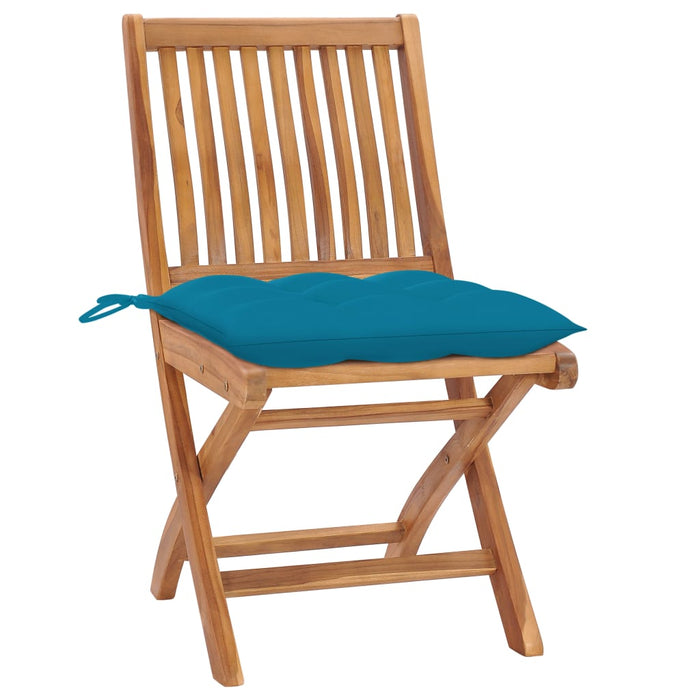 Sedie da Giardino 2 pz con Cuscini Azzurro in Massello di Teak cod mxl 74618