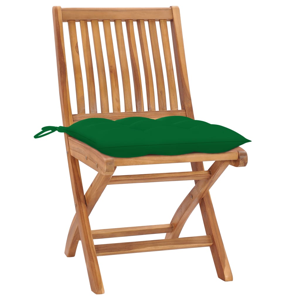 Sedie da Giardino 2 pz con Cuscini Verdi in Massello di Teak cod mxl 73797