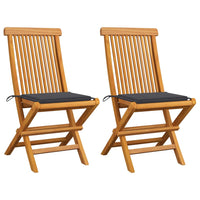 Sedie da Giardino con Cuscini Antracite 2 pz Massello di Teak 3062460