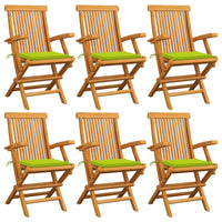 Sedie Giardino con Cuscini Verde Chiaro 6pz Legno Massello Teak 3062552