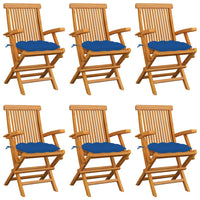 Sedie da Giardino con Cuscini Blu 6 pz Legno Massello di Teak 3062566