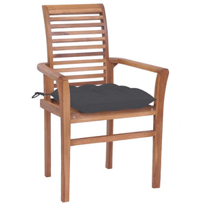 Sedie da Pranzo 2 pz con Cuscini Antracite in Massello di Teak 3062610