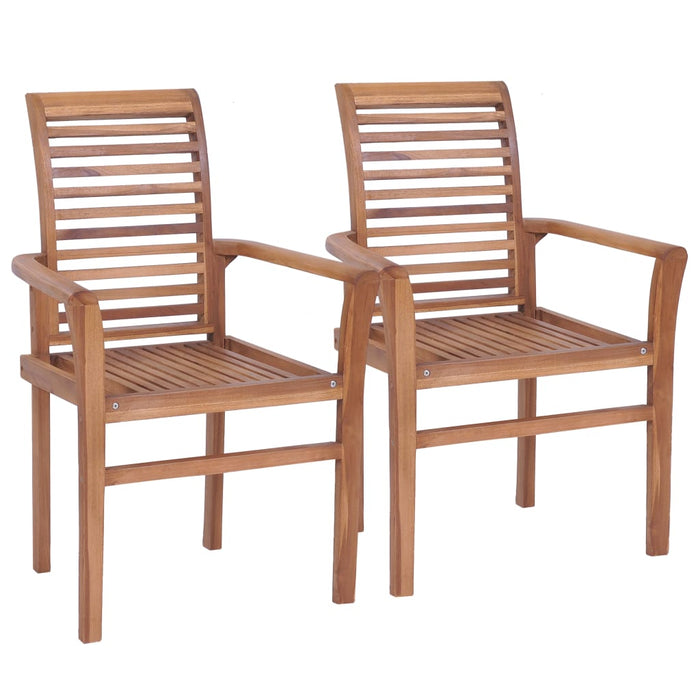 Sedie da Pranzo 2 pz con Cuscini Antracite in Massello di Teak 3062610