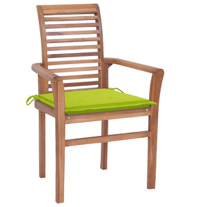 Sedie da Pranzo 4 pz e Cuscini Verde Brillante Massello di Teak 3062633