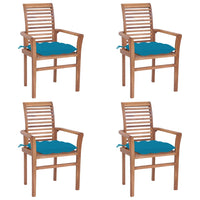 Sedie da Pranzo 4 pz con Cuscini Azzurro in Massello di Teak cod mxl 9605