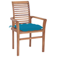 Sedie da Pranzo 4 pz con Cuscini Azzurro in Massello di Teak cod mxl 9605