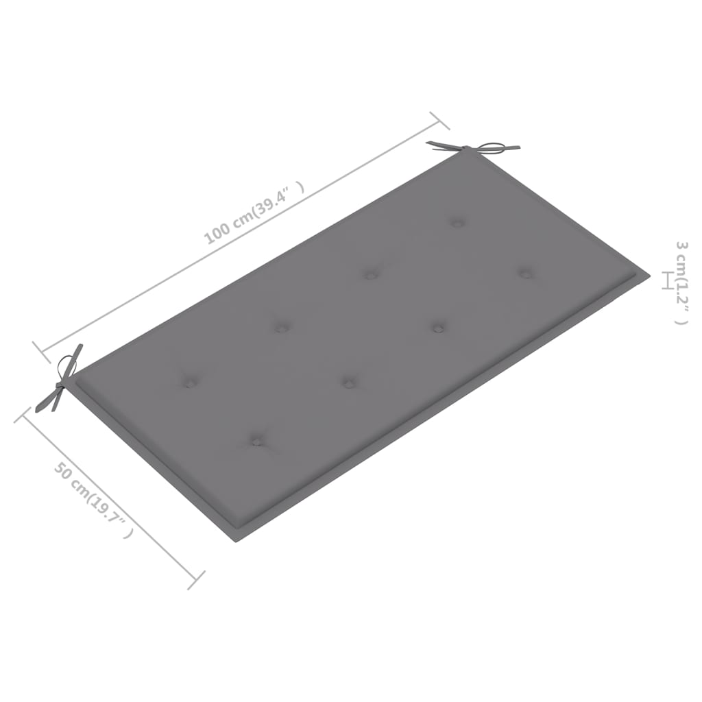 Panca da Giardino con Cuscino Grigio 112 cm in Legno di Teak cod mxl 45914