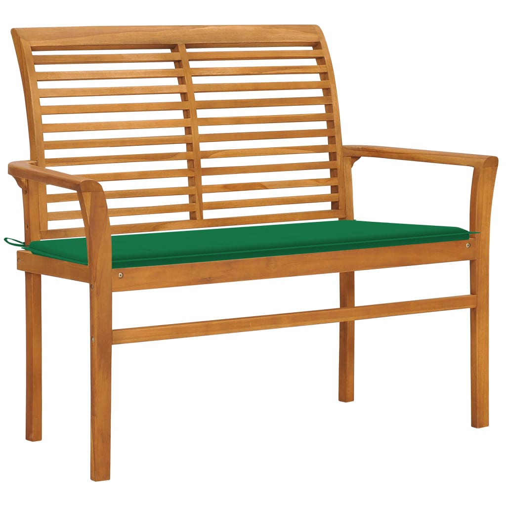 Panca da Giardino con Cuscino Verde 112 cm in Legno Teak cod mxl 45842