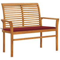 Panca da Giardino con Cuscino Rosso Vino 112 cm Legno di Teak cod mxl 45846