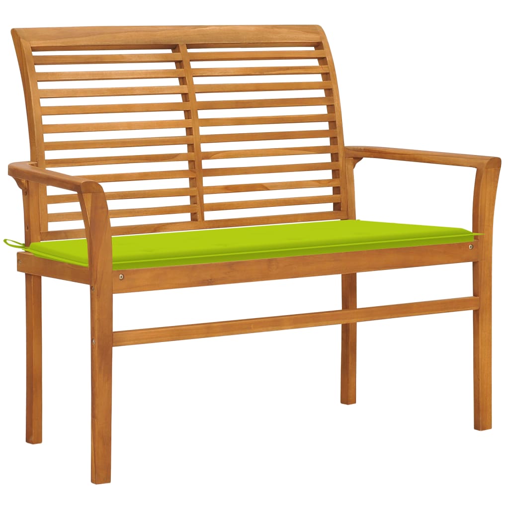 Panca da Giardino con Cuscino Verde Brillante 112 cm Legno Teak cod mxl 45989