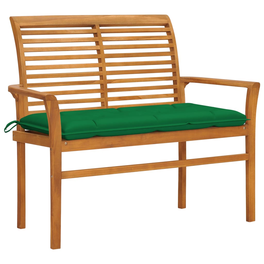 Panca da Giardino con Cuscino Verde 112 cm in Legno di Teak cod mxl 45639