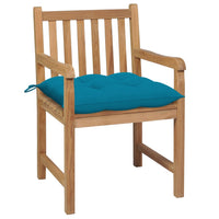 Sedie da Giardino 2 pz con Cuscini Azzurro in Massello di Teak cod mxl 8075