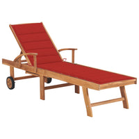 Lettino Prendisole con Cuscino in Massello di Teak Rosso cod mxl 67123