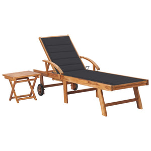 Lettino Prendisole con Tavolo e Cuscino in Massello di Teak cod mxl 45545