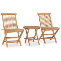 Set da Pranzo Giardino Pieghevole 3 pz Cuscino Massello di Teak cod mxl 43445