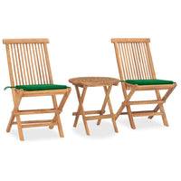 Set da Pranzo Giardino Pieghevole 3 pz Cuscino Massello di Teak cod mxl 39093