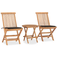 Set da Pranzo Giardino Pieghevole 3 pz Cuscino Massello di Teak cod mxl 40536