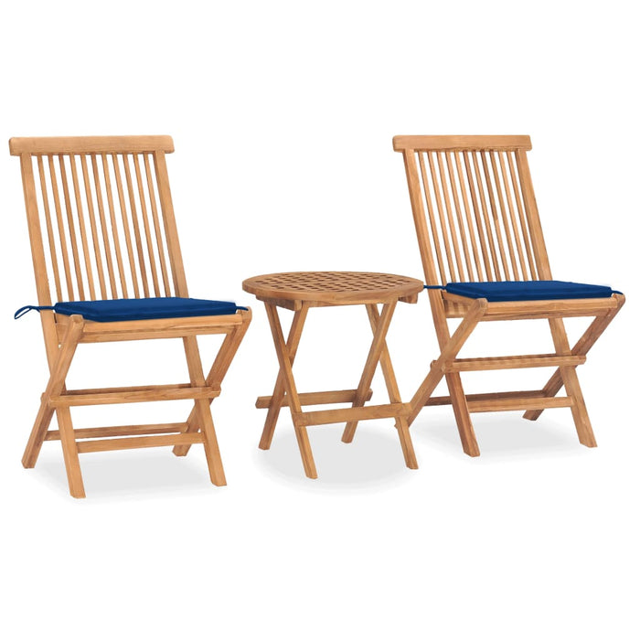 Set da Pranzo Giardino Pieghevole 3 pz Cuscino Massello di Teak cod mxl 39096