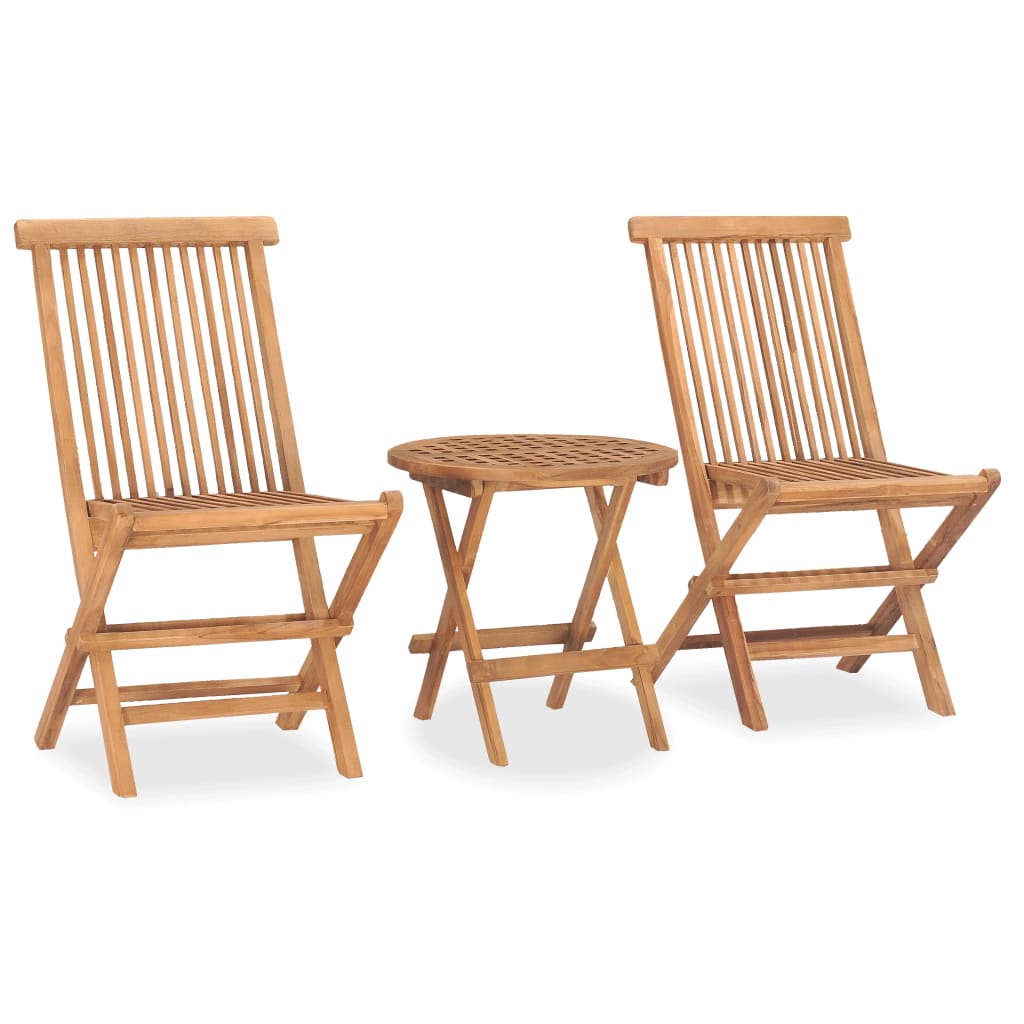 Set da Pranzo Giardino Pieghevole 3 pz Cuscino Massello di Teak cod mxl 43447