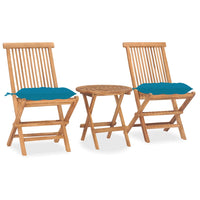 Set da Pranzo Giardino Pieghevole 3 pz Cuscino Massello di Teak cod mxl 43450