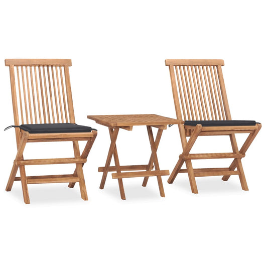 Set da Pranzo Giardino Pieghevole 3 pz Cuscino Massello di Teak cod mxl 39099