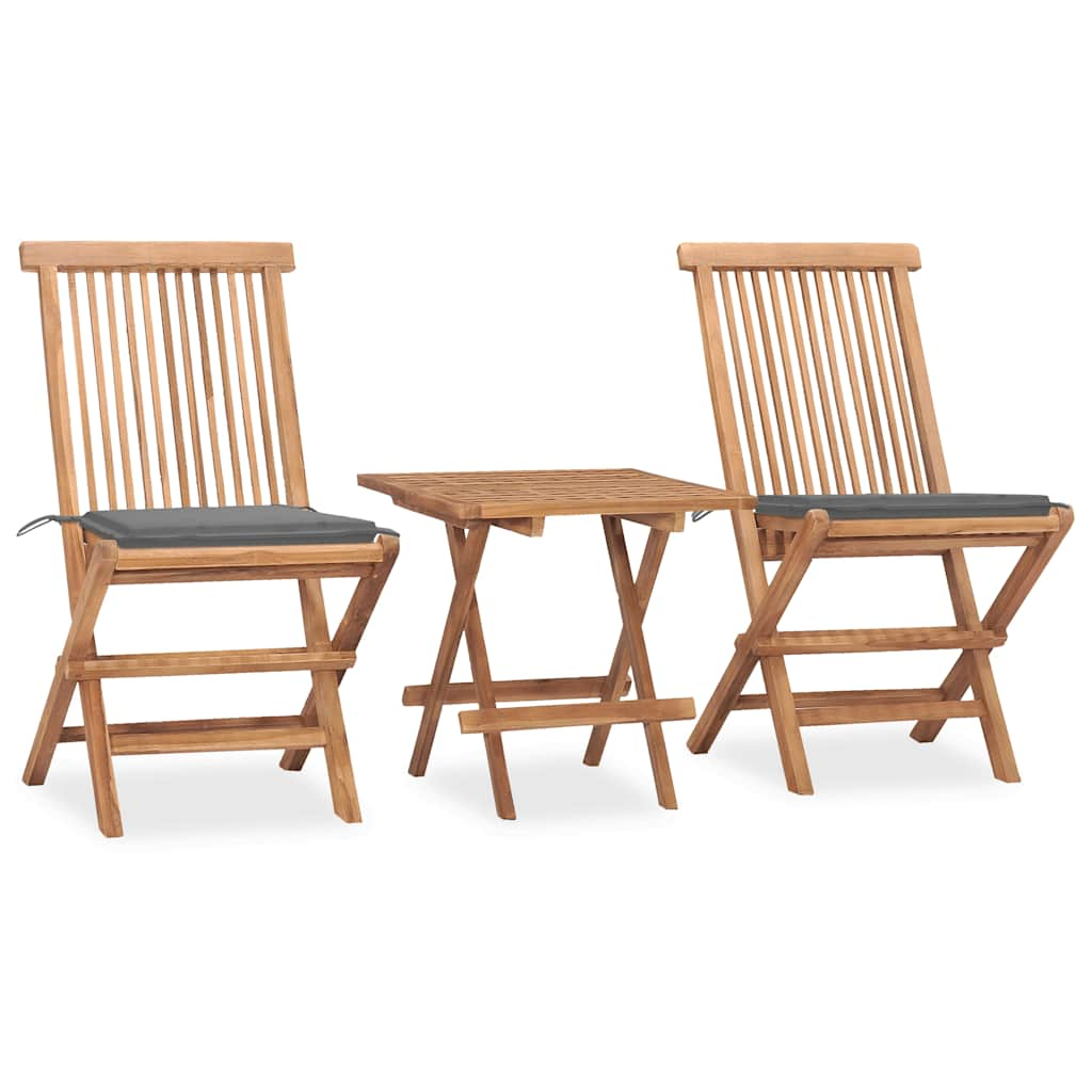 Set da Pranzo Giardino Pieghevole 3 pz Cuscino Massello di Teak 3063199