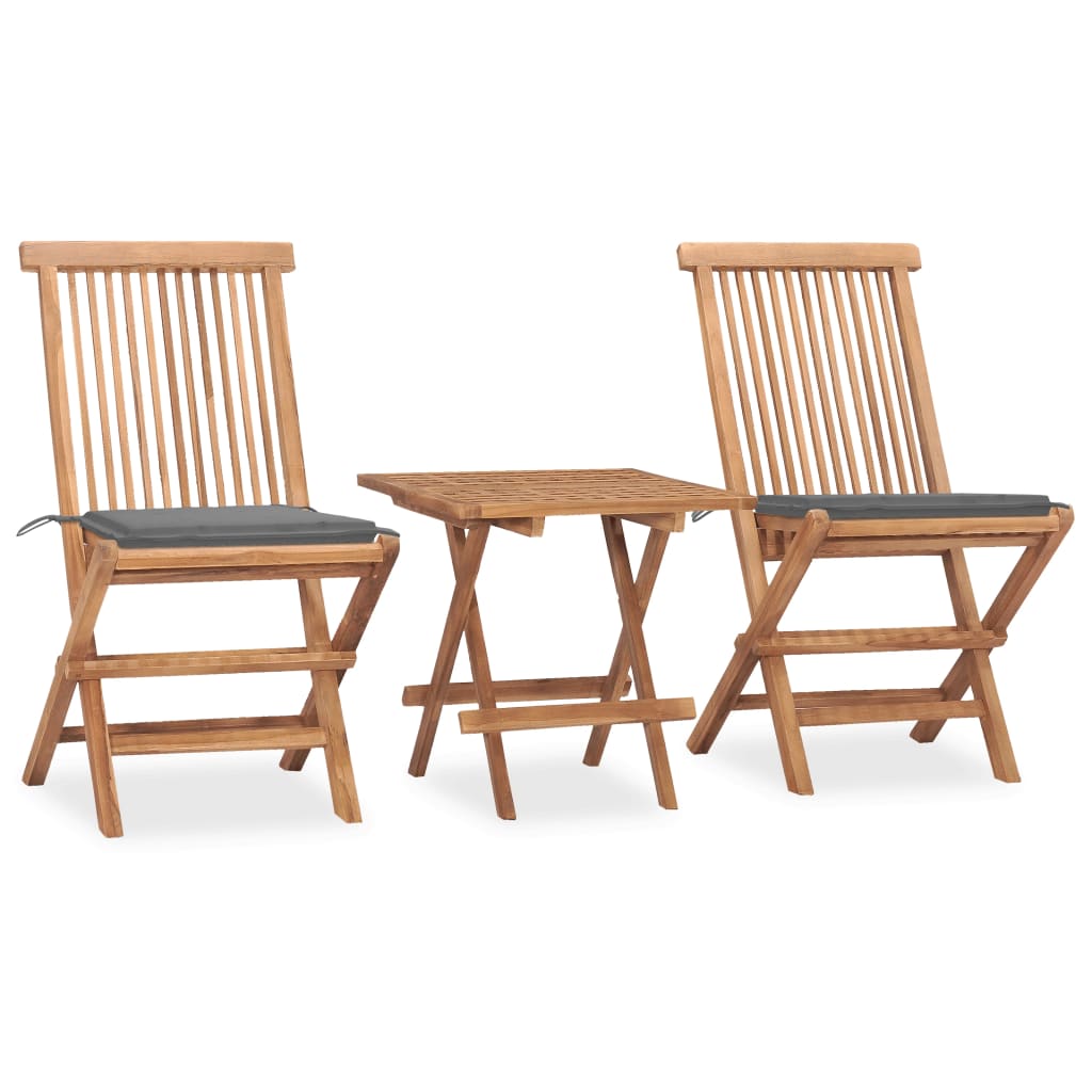 Set da Pranzo Giardino Pieghevole 3 pz Cuscino Massello di Teak 3063199