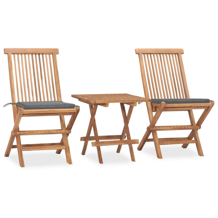 Set da Pranzo Giardino Pieghevole 3 pz Cuscino Massello di Teak 3063199