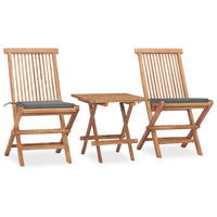 Set da Pranzo Giardino Pieghevole 3 pz Cuscino Massello di Teak cod mxl 39100