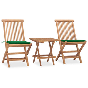 Set da Pranzo Giardino Pieghevole 3 pz Cuscino Massello di Teak cod mxl 40531