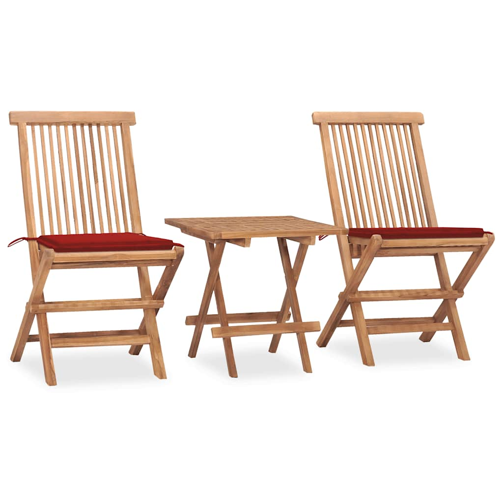 Set da Pranzo Giardino Pieghevole 3 pz Cuscino Massello di Teak 3063204