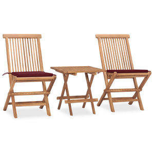 Set da Pranzo Giardino Pieghevole 3 pz Cuscino Massello di Teak cod mxl 39240