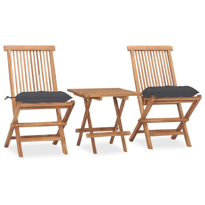 Set da Pranzo Giardino Pieghevole 3 pz Cuscino Massello di Teak 3063213