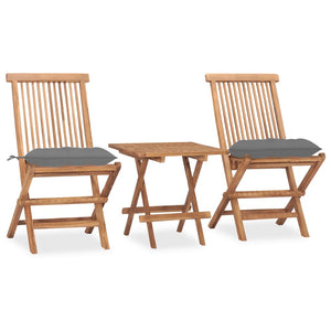 Set da Pranzo Giardino Pieghevole 3 pz Cuscino Massello di Teak cod mxl 39107