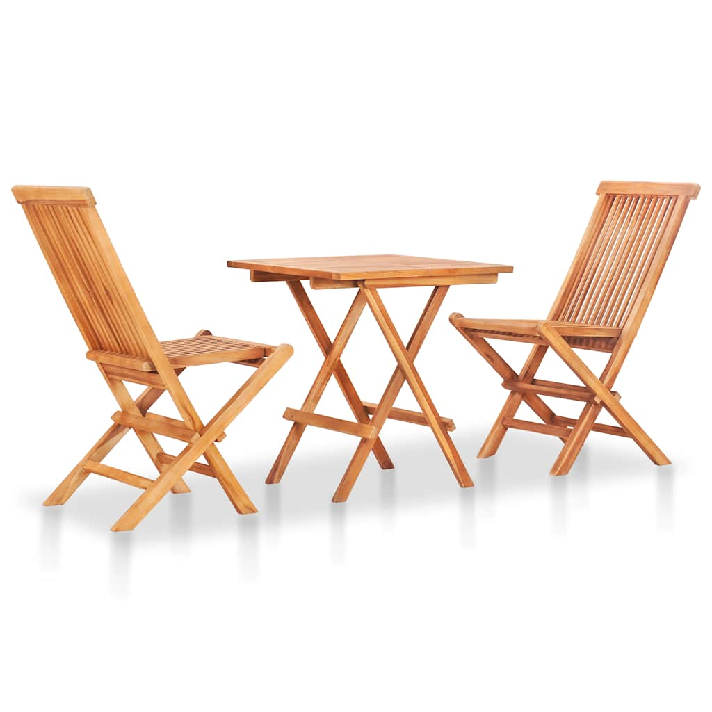 Set da Bistrot 3 pz con Cuscini Grigi in Legno Massello di Teak 3063226